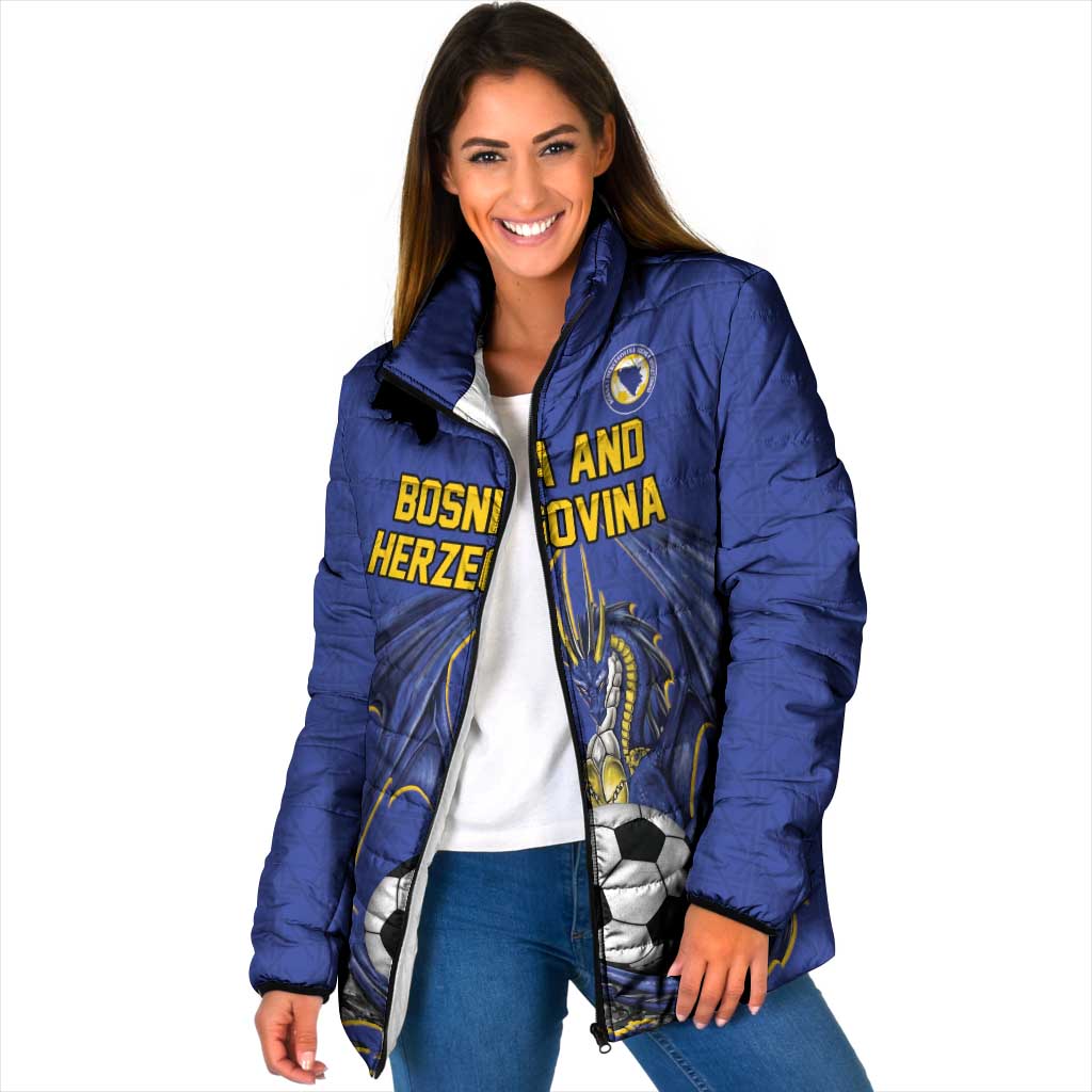 Custom Bosnia and Herzegovina Football 2026 Padded Jacket Blue Dragon National Pride