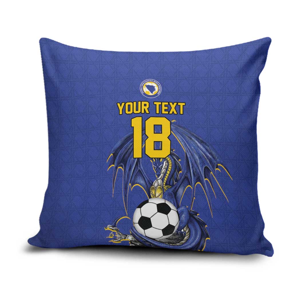 Custom Bosnia and Herzegovina Football 2026 Pillow Cover Blue Dragon National Pride