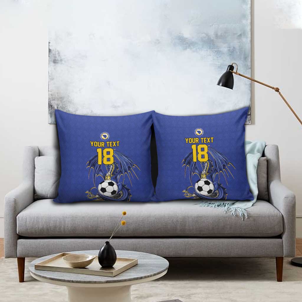 Custom Bosnia and Herzegovina Football 2026 Pillow Cover Blue Dragon National Pride