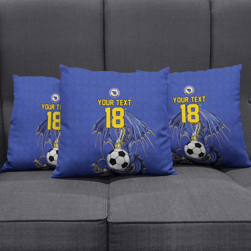 Custom Bosnia and Herzegovina Football 2026 Pillow Cover Blue Dragon National Pride