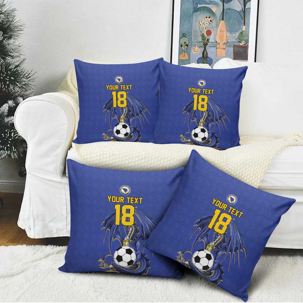 Custom Bosnia and Herzegovina Football 2026 Pillow Cover Blue Dragon National Pride