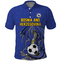 Custom Bosnia and Herzegovina Football 2026 Polo Shirt Blue Dragon National Pride
