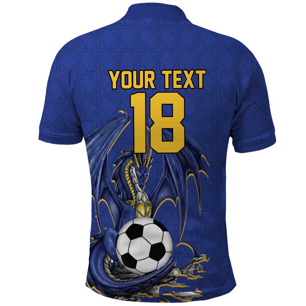 Custom Bosnia and Herzegovina Football 2026 Polo Shirt Blue Dragon National Pride