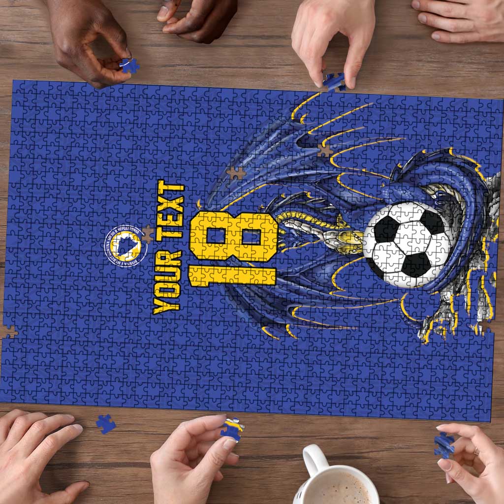 Custom Bosnia and Herzegovina Football 2026 Puzzle Blue Dragon National Pride