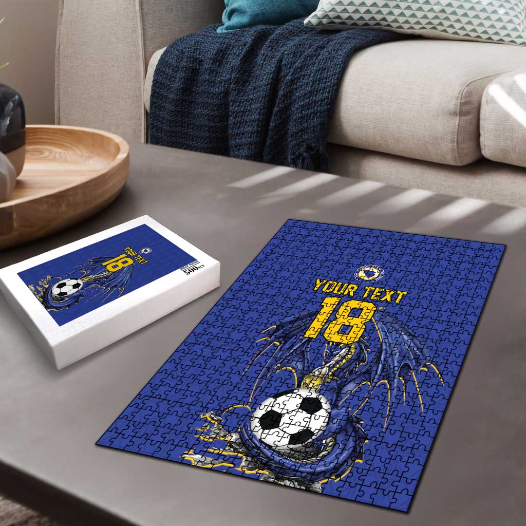 Custom Bosnia and Herzegovina Football 2026 Puzzle Blue Dragon National Pride