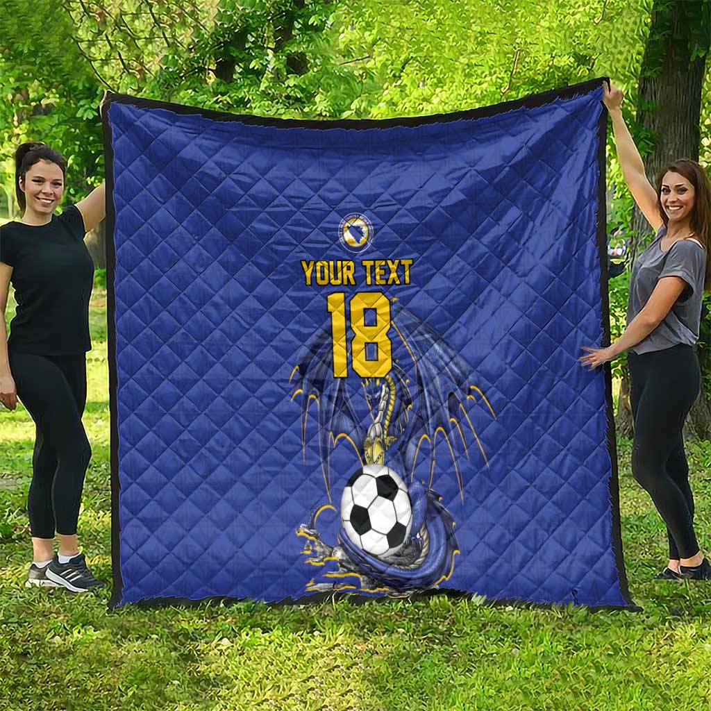 Custom Bosnia and Herzegovina Football 2026 Quilt Blue Dragon National Pride