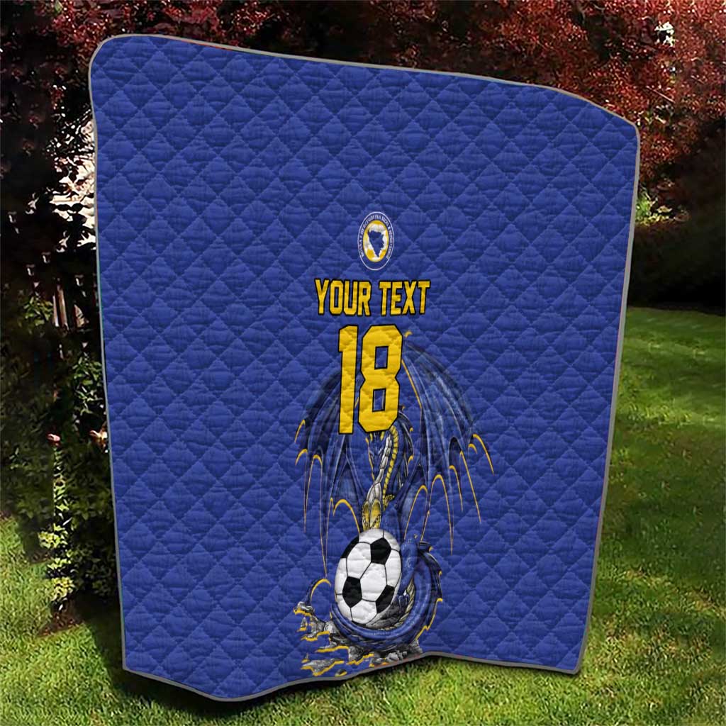 Custom Bosnia and Herzegovina Football 2026 Quilt Blue Dragon National Pride