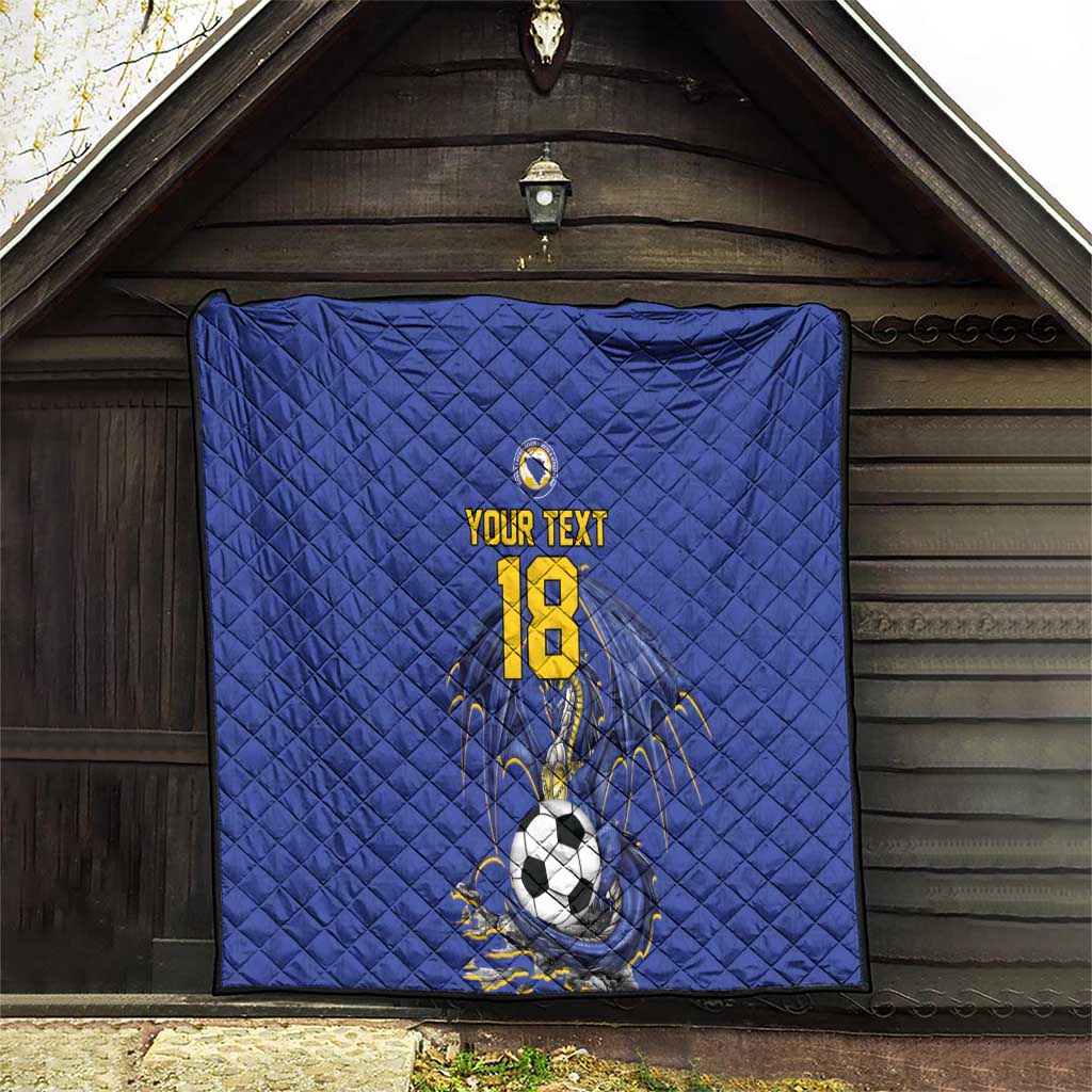Custom Bosnia and Herzegovina Football 2026 Quilt Blue Dragon National Pride