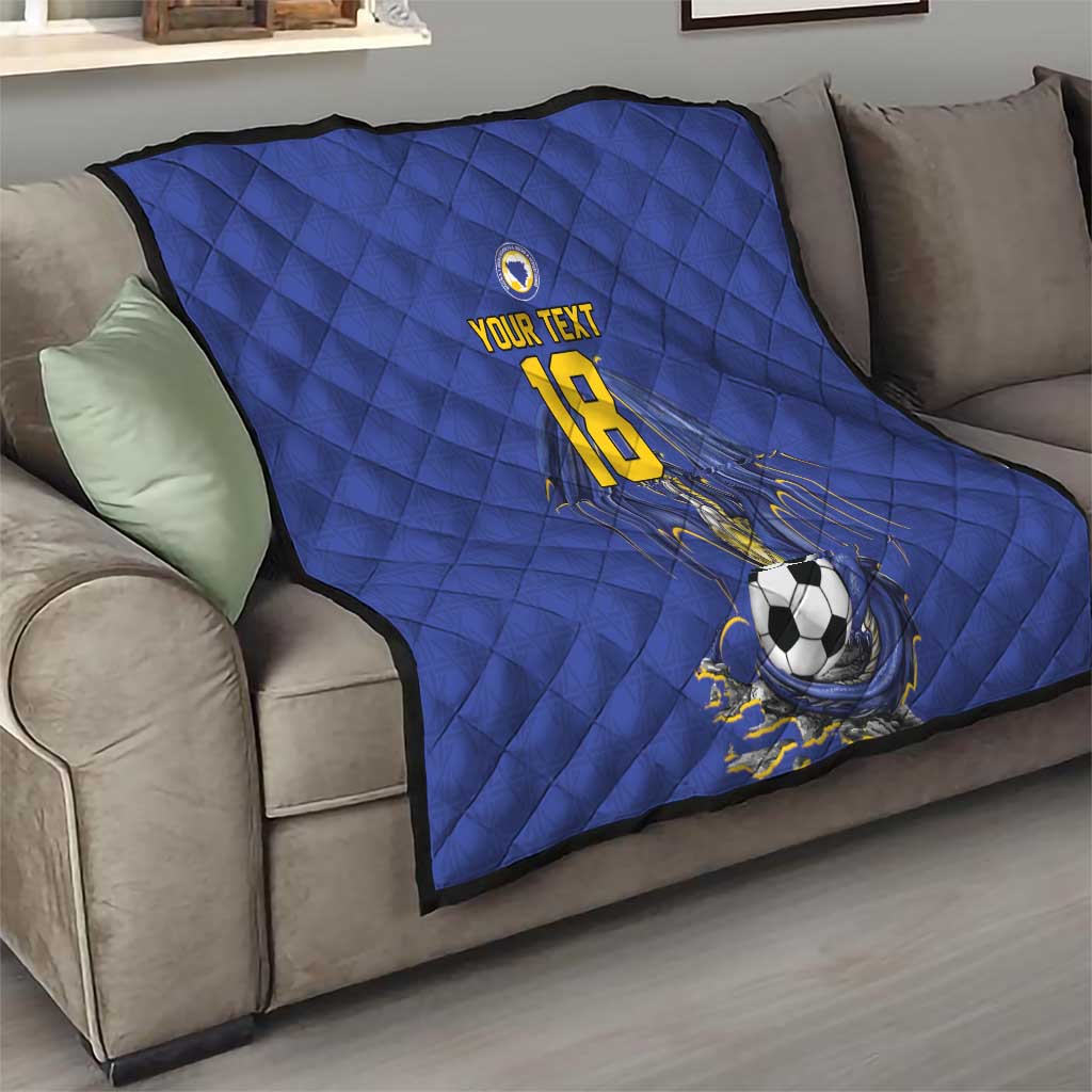 Custom Bosnia and Herzegovina Football 2026 Quilt Blue Dragon National Pride