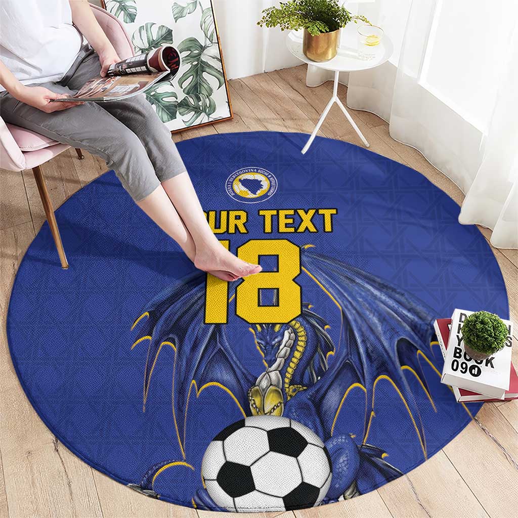 Custom Bosnia and Herzegovina Football 2026 Round Carpet Blue Dragon National Pride