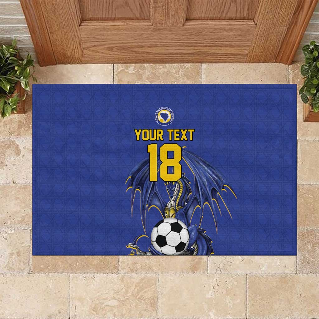 Custom Bosnia and Herzegovina Football 2026 Rubber Doormat Blue Dragon National Pride