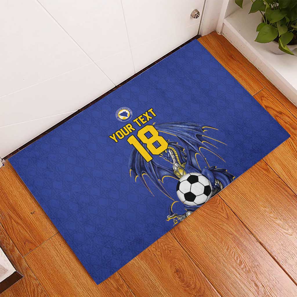 Custom Bosnia and Herzegovina Football 2026 Rubber Doormat Blue Dragon National Pride