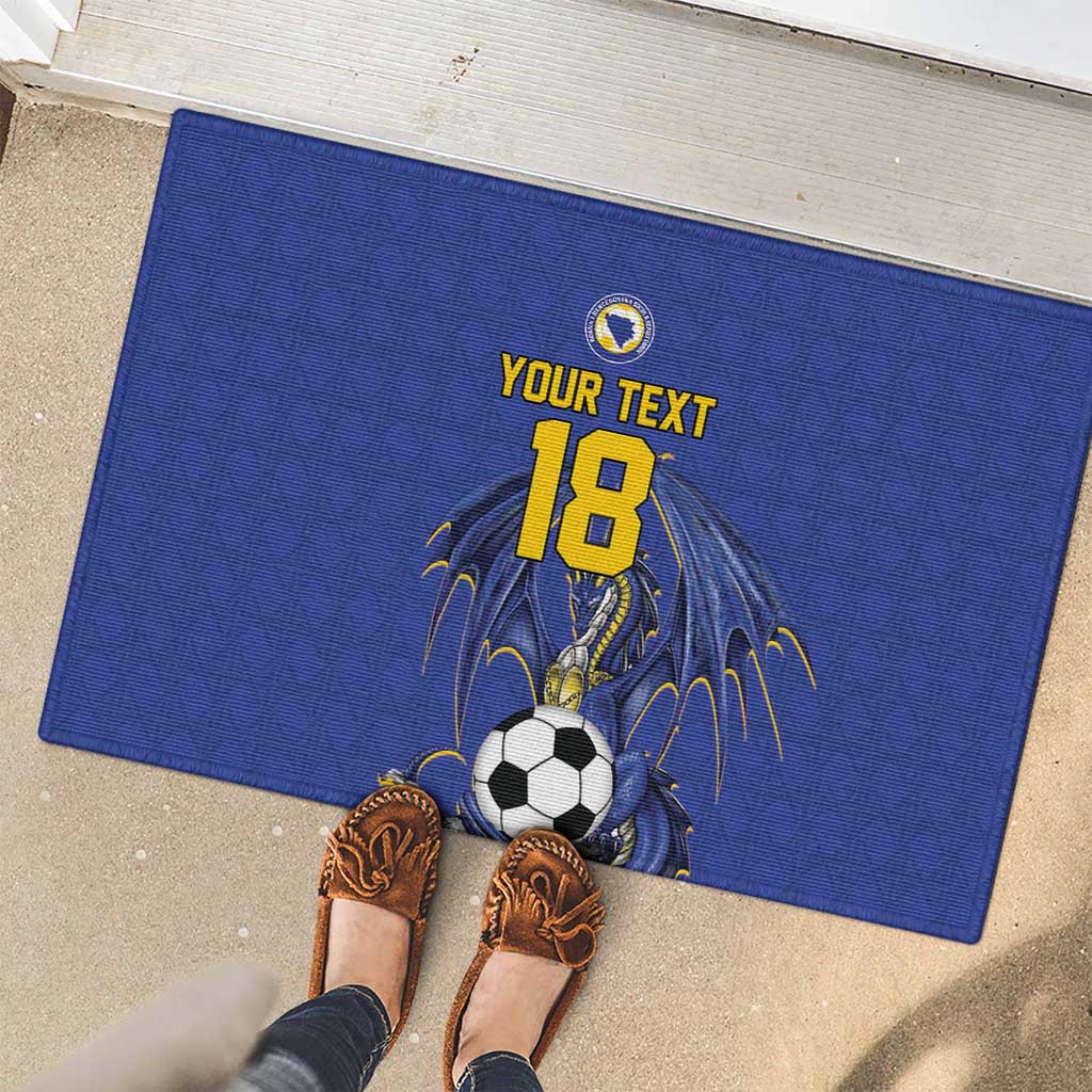 Custom Bosnia and Herzegovina Football 2026 Rubber Doormat Blue Dragon National Pride