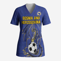 Custom Bosnia and Herzegovina Football 2026 Scrub Top Blue Dragon National Pride