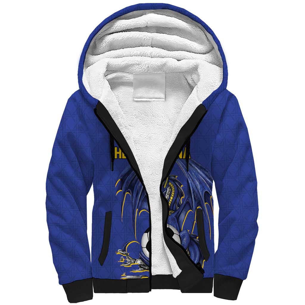 Custom Bosnia and Herzegovina Football 2026 Sherpa Hoodie Blue Dragon National Pride