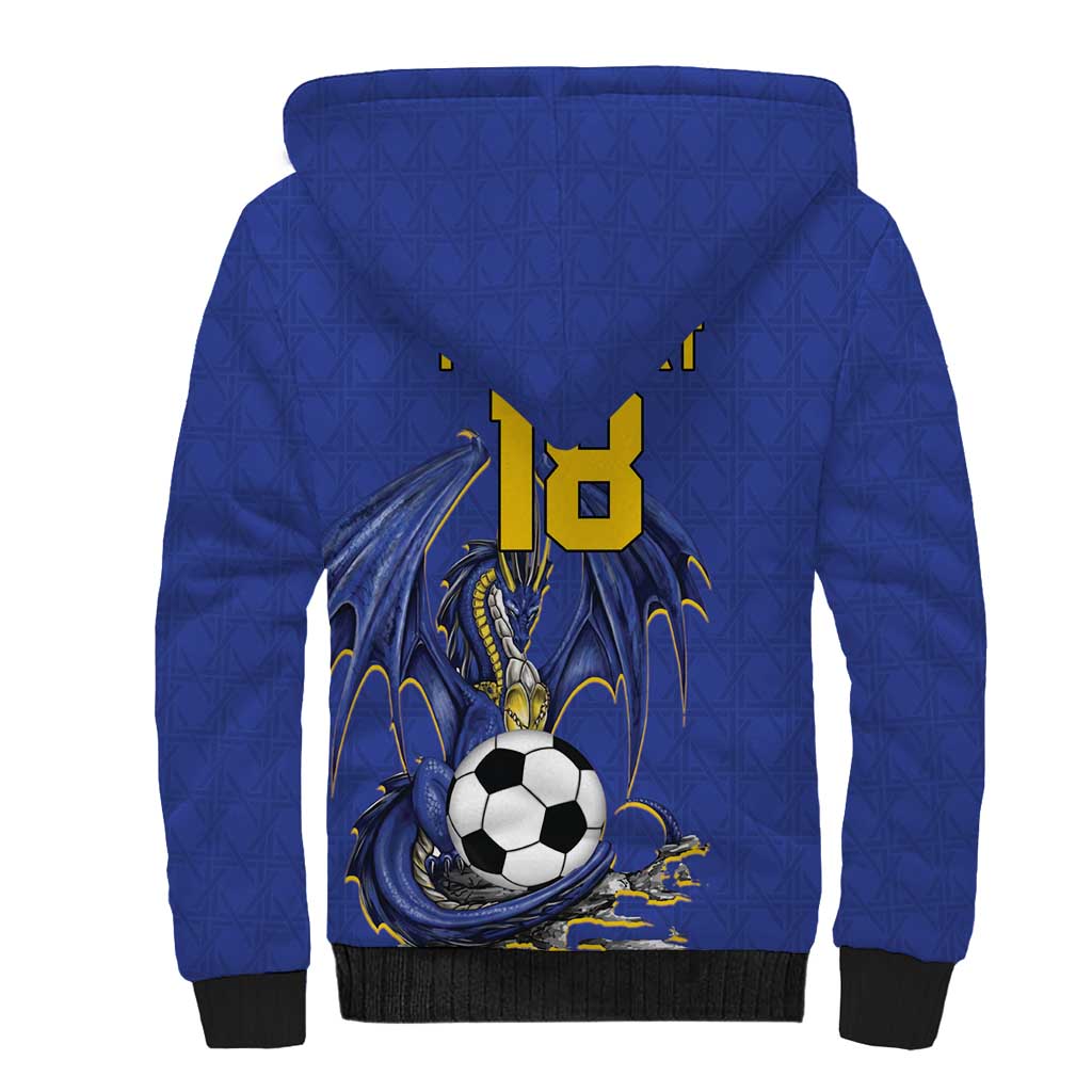 Custom Bosnia and Herzegovina Football 2026 Sherpa Hoodie Blue Dragon National Pride