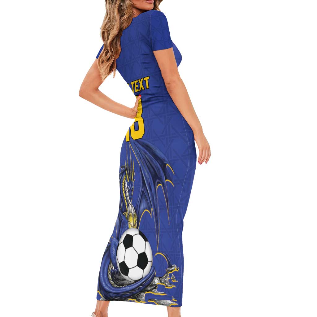Custom Bosnia and Herzegovina Football 2026 Short Sleeve Bodycon Dress Blue Dragon National Pride