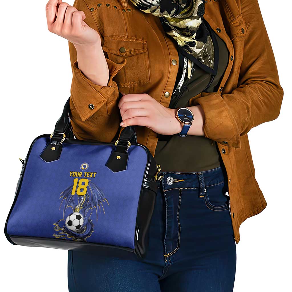Custom Bosnia and Herzegovina Football 2026 Shoulder Handbag Blue Dragon National Pride