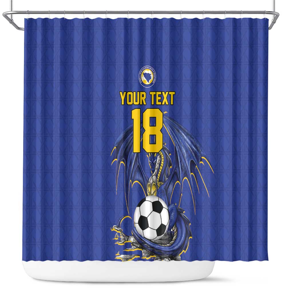 Custom Bosnia and Herzegovina Football 2026 Shower Curtain Blue Dragon National Pride