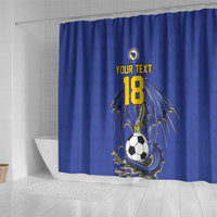 Custom Bosnia and Herzegovina Football 2026 Shower Curtain Blue Dragon National Pride