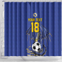 Custom Bosnia and Herzegovina Football 2026 Shower Curtain Blue Dragon National Pride