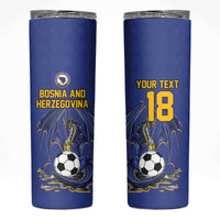 Custom Bosnia and Herzegovina Football 2026 Skinny Tumbler Blue Dragon National Pride