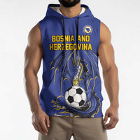 Custom Bosnia and Herzegovina Football 2026 Sleeveless Hoodie Blue Dragon National Pride