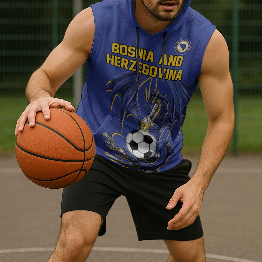 Custom Bosnia and Herzegovina Football 2026 Sleeveless Hoodie Blue Dragon National Pride