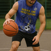 Custom Bosnia and Herzegovina Football 2026 Sleeveless Hoodie Blue Dragon National Pride