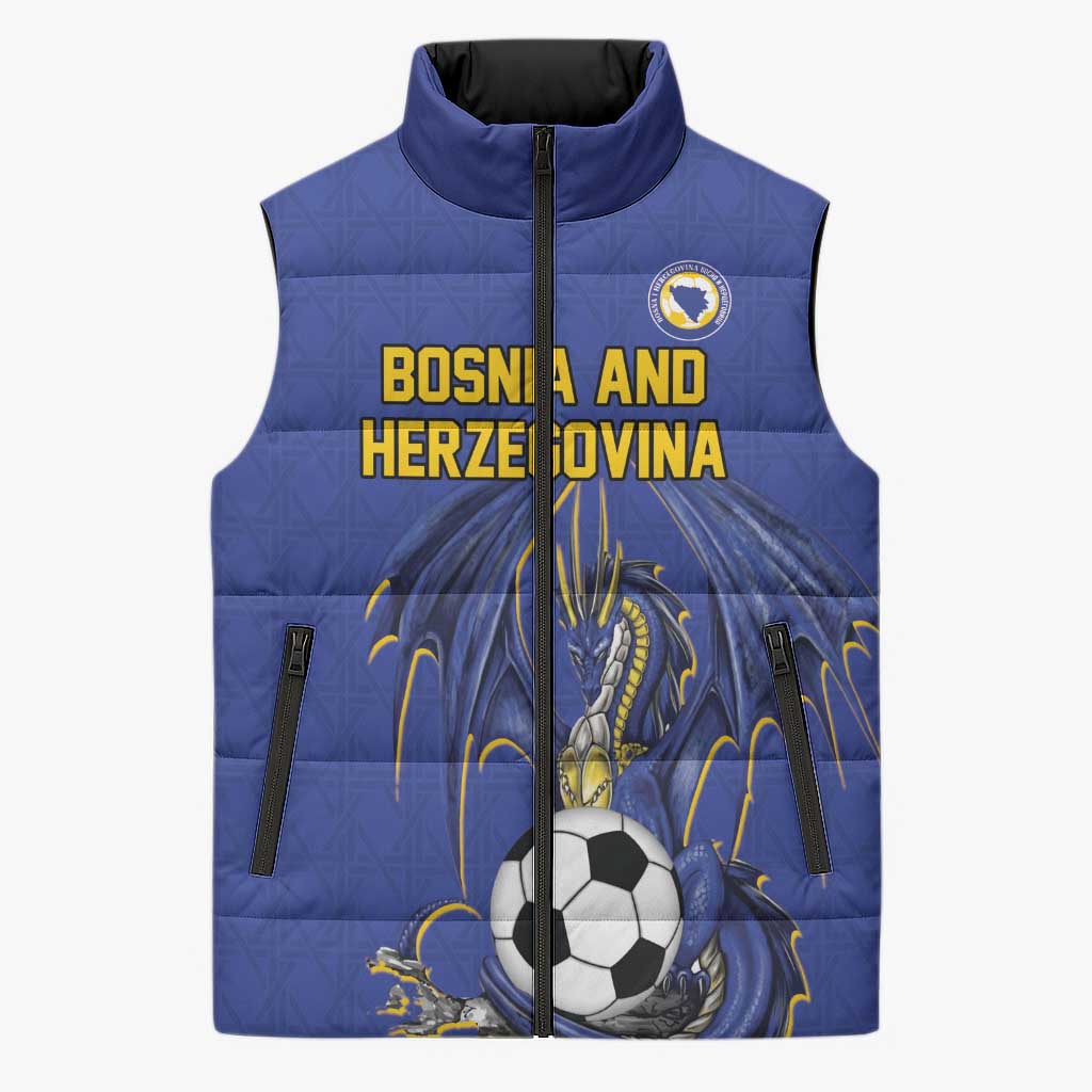 Custom Bosnia and Herzegovina Football 2026 Sleeveless Puffer Jacket Blue Dragon National Pride