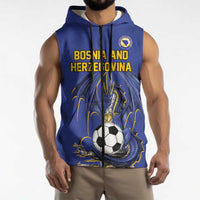 Custom Bosnia and Herzegovina Football 2026 Sleeveless Zip Hoodie Blue Dragon National Pride