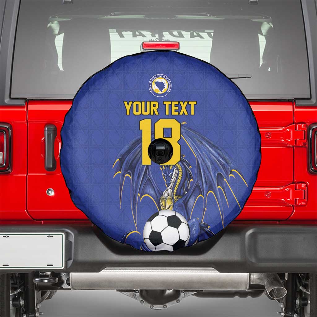 Custom Bosnia and Herzegovina Football 2026 Spare Tire Cover Blue Dragon National Pride