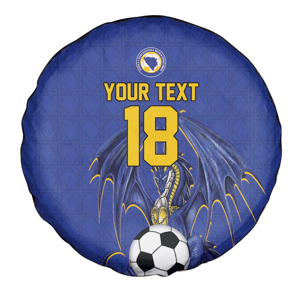 Custom Bosnia and Herzegovina Football 2026 Spare Tire Cover Blue Dragon National Pride