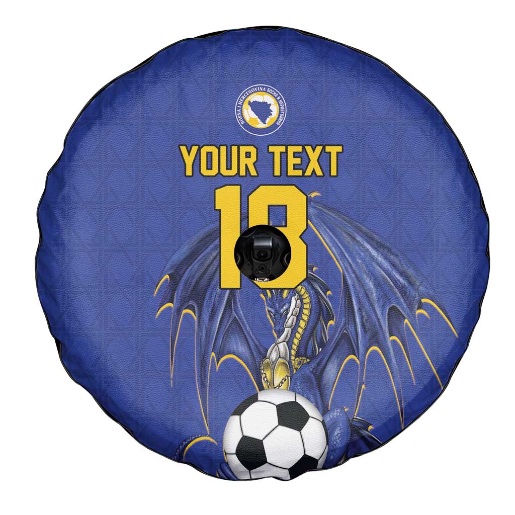 Custom Bosnia and Herzegovina Football 2026 Spare Tire Cover Blue Dragon National Pride