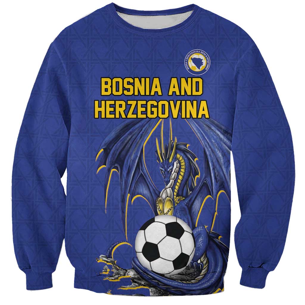 Custom Bosnia and Herzegovina Football 2026 Sweatshirt Blue Dragon National Pride