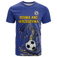 Custom Bosnia and Herzegovina Football 2026 T Shirt Blue Dragon National Pride
