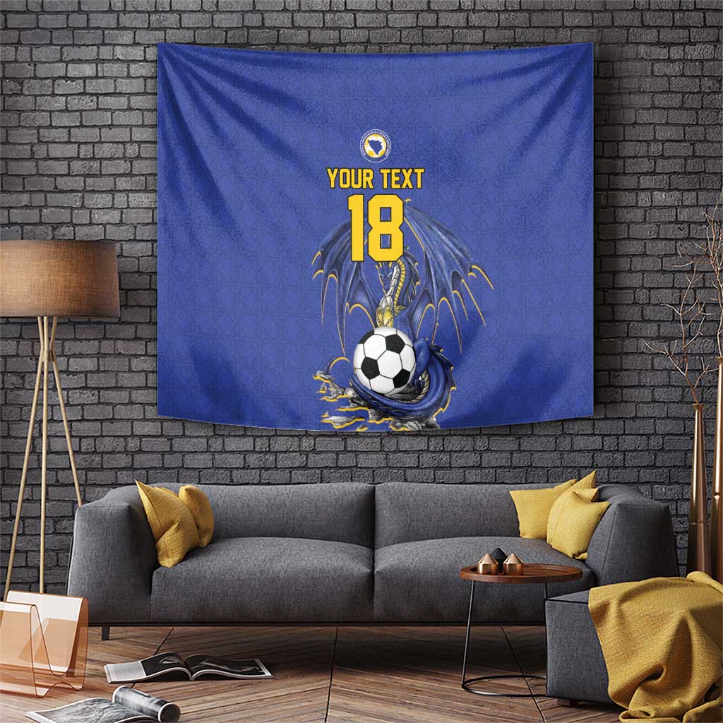 Custom Bosnia and Herzegovina Football 2026 Tapestry Blue Dragon National Pride