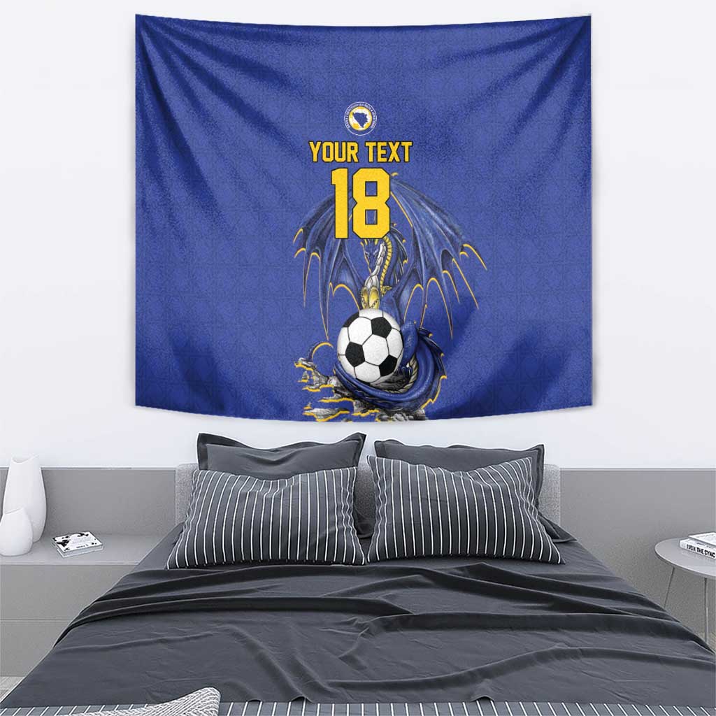 Custom Bosnia and Herzegovina Football 2026 Tapestry Blue Dragon National Pride