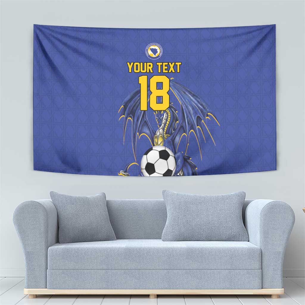 Custom Bosnia and Herzegovina Football 2026 Tapestry Blue Dragon National Pride