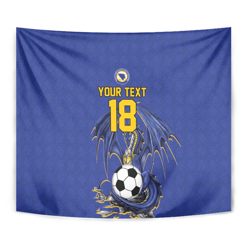 Custom Bosnia and Herzegovina Football 2026 Tapestry Blue Dragon National Pride