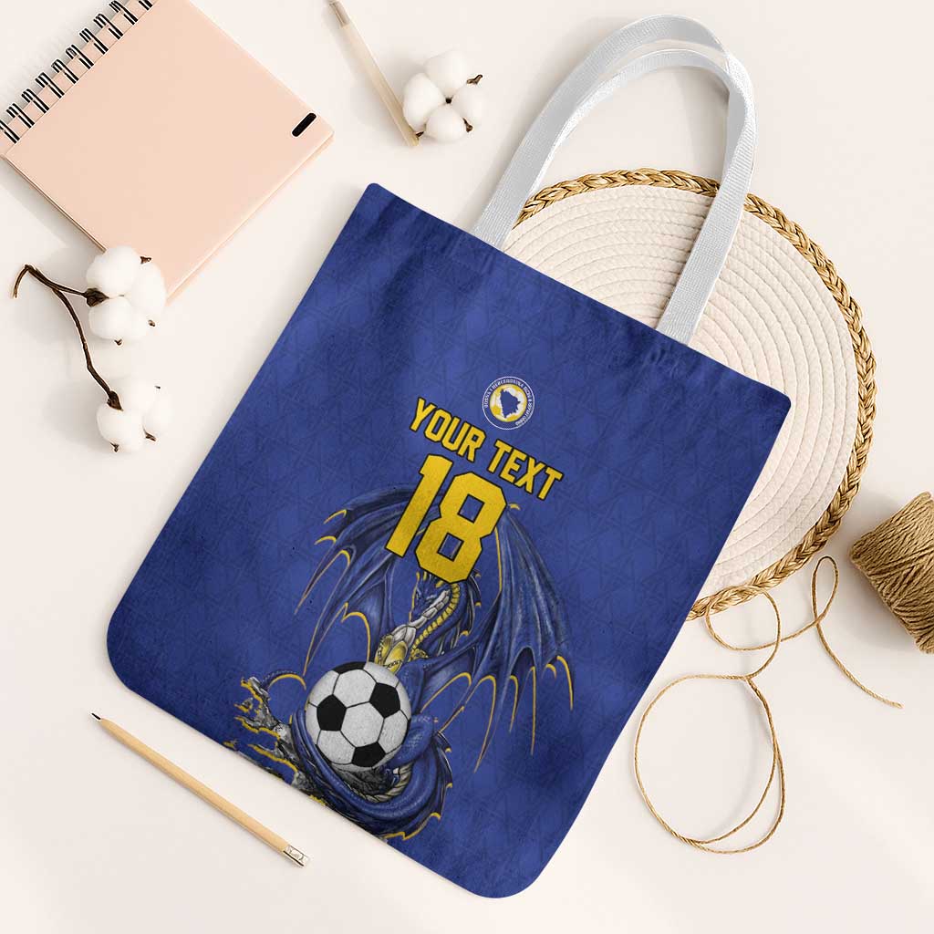 Custom Bosnia and Herzegovina Football 2026 Tote Bag Blue Dragon National Pride