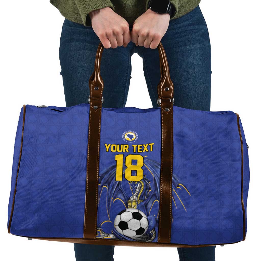 Custom Bosnia and Herzegovina Football 2026 Travel Bag Blue Dragon National Pride