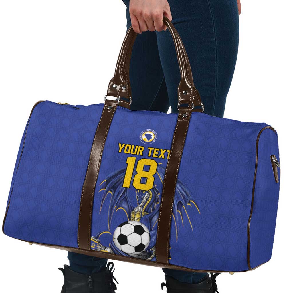 Custom Bosnia and Herzegovina Football 2026 Travel Bag Blue Dragon National Pride