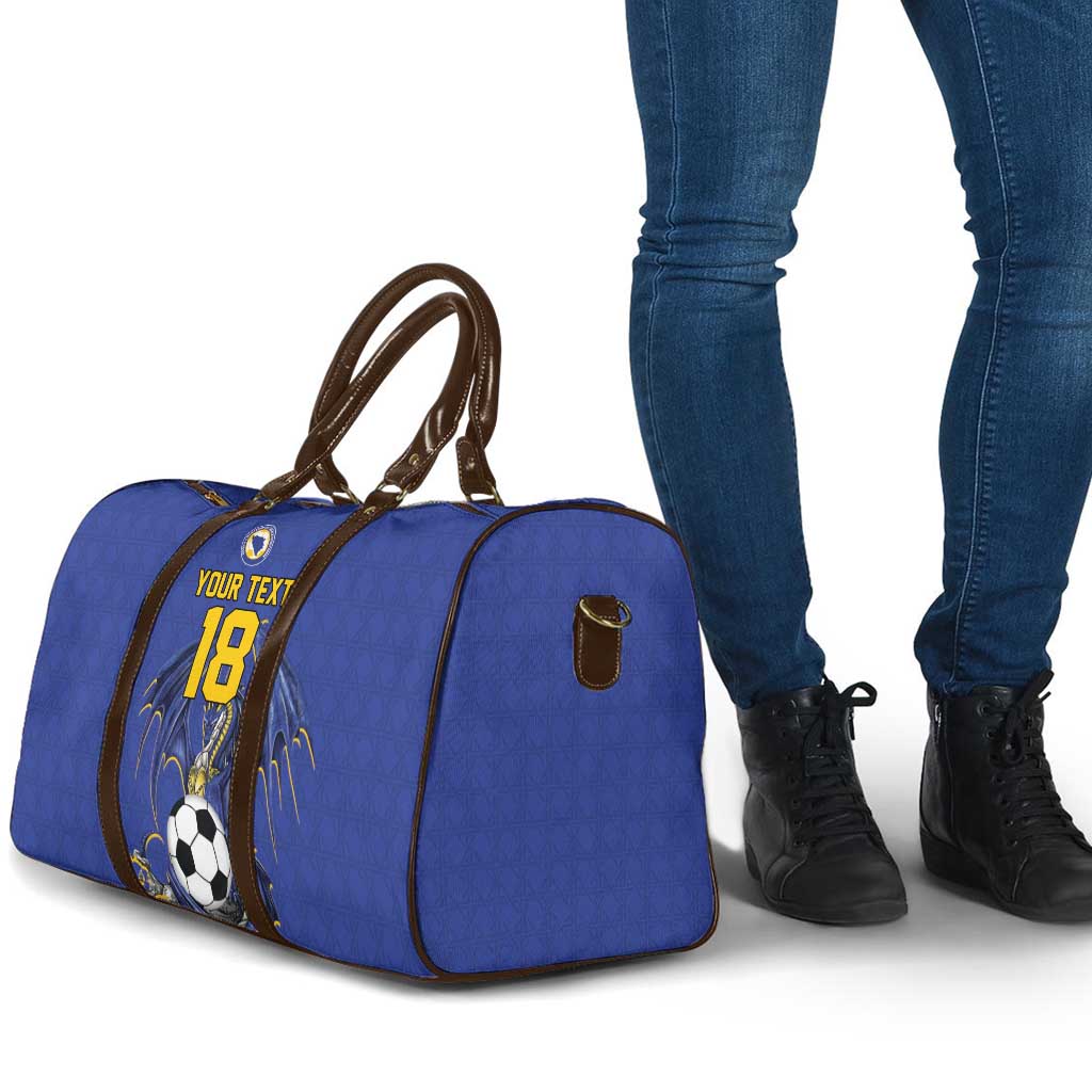 Custom Bosnia and Herzegovina Football 2026 Travel Bag Blue Dragon National Pride