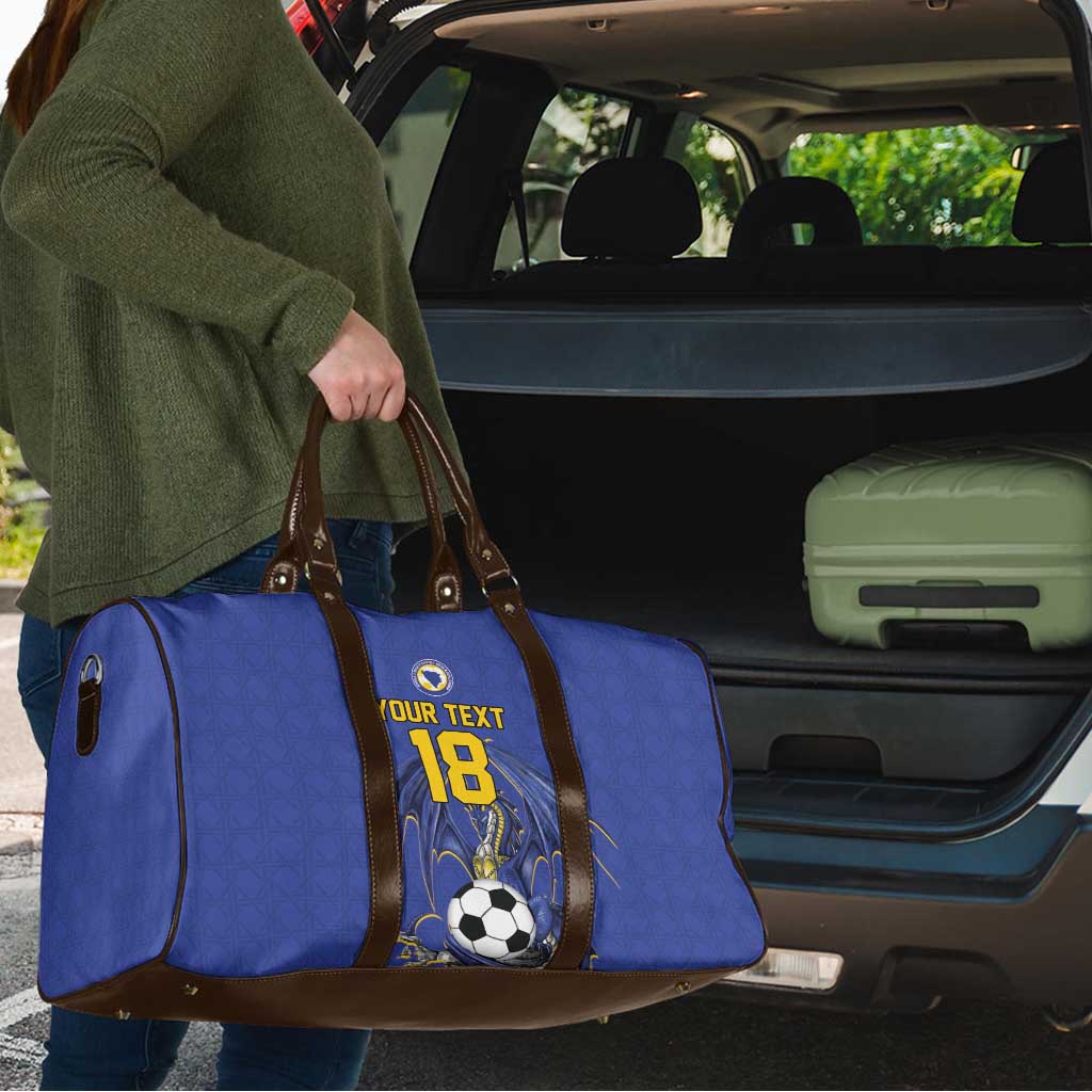 Custom Bosnia and Herzegovina Football 2026 Travel Bag Blue Dragon National Pride