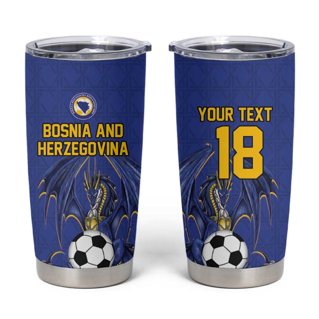 Custom Bosnia and Herzegovina Football 2026 Tumbler Cup Blue Dragon National Pride