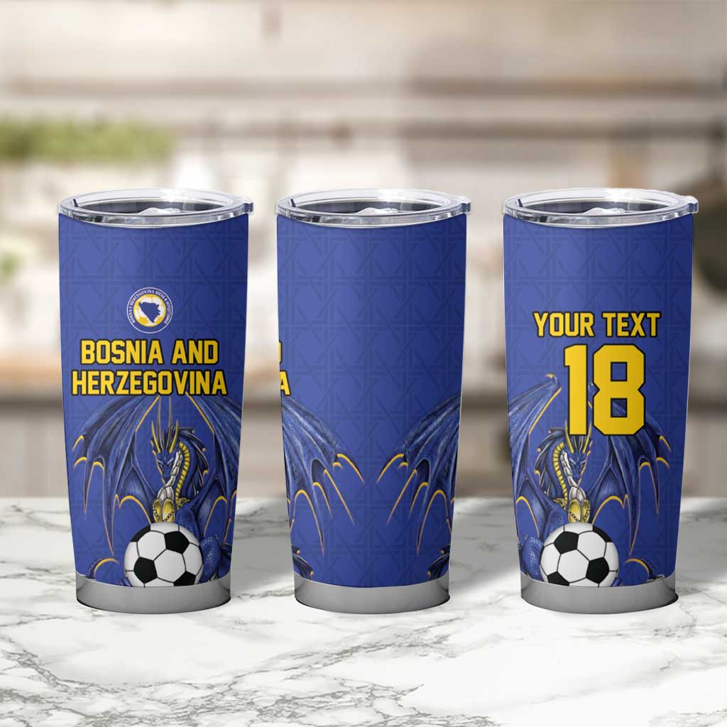 Custom Bosnia and Herzegovina Football 2026 Tumbler Cup Blue Dragon National Pride