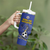 Custom Bosnia and Herzegovina Football 2026 Tumbler With Handle Blue Dragon National Pride