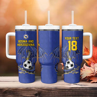 Custom Bosnia and Herzegovina Football 2026 Tumbler With Handle Blue Dragon National Pride