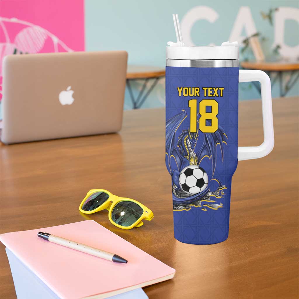 Custom Bosnia and Herzegovina Football 2026 Tumbler With Handle Blue Dragon National Pride